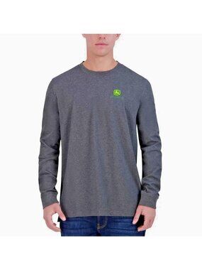 John Deere Men's M Gray Long Sleeve Crewneck T-Shirt 100% Cotton N1359